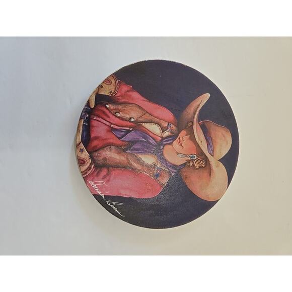 Doreman Burns Table Coasters Cowgirl Print, Signed, Western Decor "Painted Set 4 - Picture 2 of 16